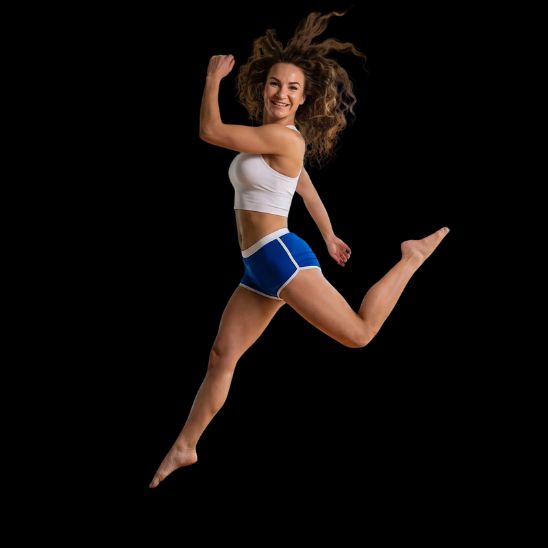 Short running femme bleu - saut dynamique, liberté de mouvement totale