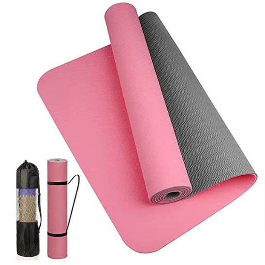 tapis pour sport antidérapant 180cmx57cmx0.6cm Yoga fitness rose-gris