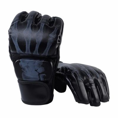 gants de boxe demi doigt protection renforcee noir
