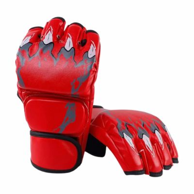 Gants de boxe demi doigt solides rouge