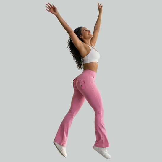 legging fitness femme taille haute push-up pour yoga pilates running sports plein air Rose