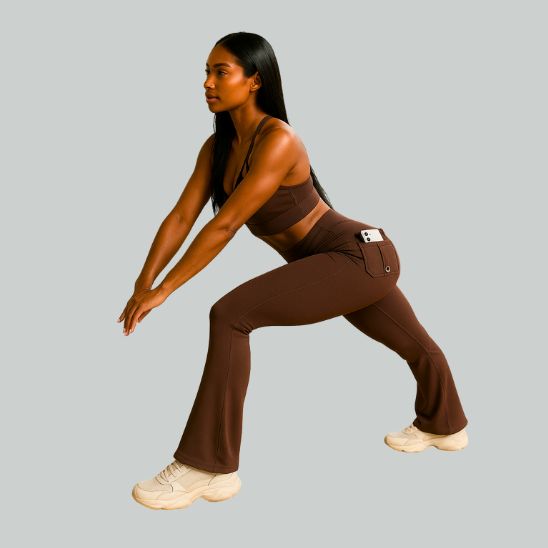 legging fitness femme taille haute push-up pour yoga pilates running sports plein air Marron