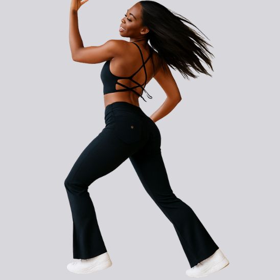 legging fitness femme taille haute push-up pour yoga pilates running sports plein air Noir