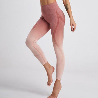 Legging push up fessier taille haute sculptant stretch fitness rose dégradé