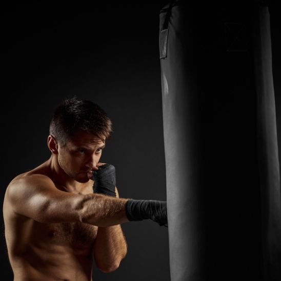 bande pour boxe noir entrainement fitness boxe cardio homme frappe sac de boxe lourd