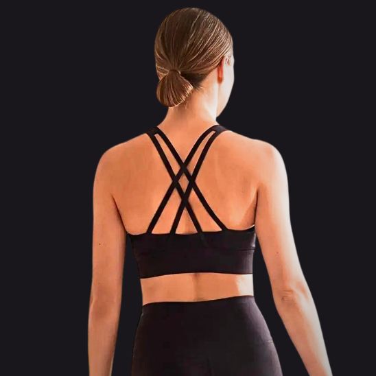 Brassière femme sport noir - dos bretelles croisées - soutien optimal