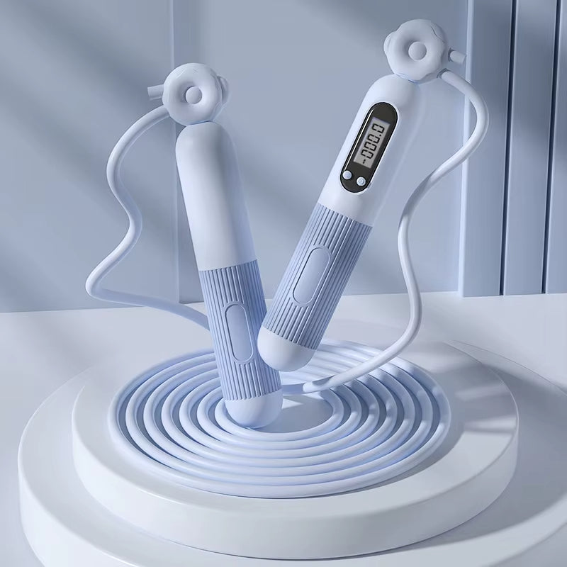 corde a sauter avec compteur bleu