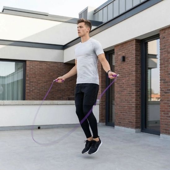 corde a sauter crossfit entrainement jeune homme pratiquant HIIT