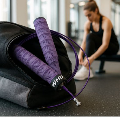 corde a sauter crossfit femme se preparant a seance cardio