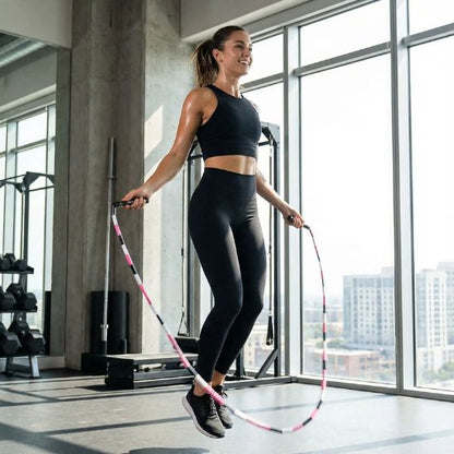 corde a sauter perle fitness femme saute dans salle de sport