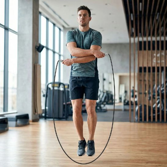corde a sauter renforcement musculaire homme entrainement en salle de sport