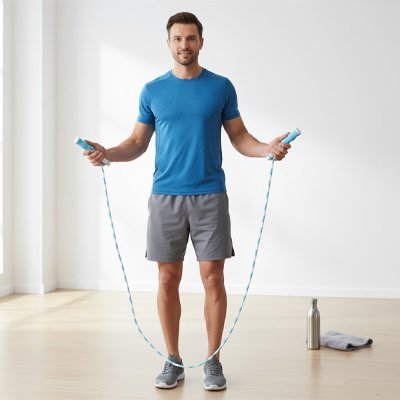 corde a sauter sport bleu cardio fitness homme entrainement maison