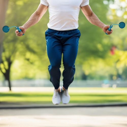corde a sauter sans corde homme entrainement  plein air