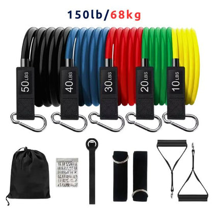 elastique musculation 5 niveaux resistance 150lb 68kg multicolore