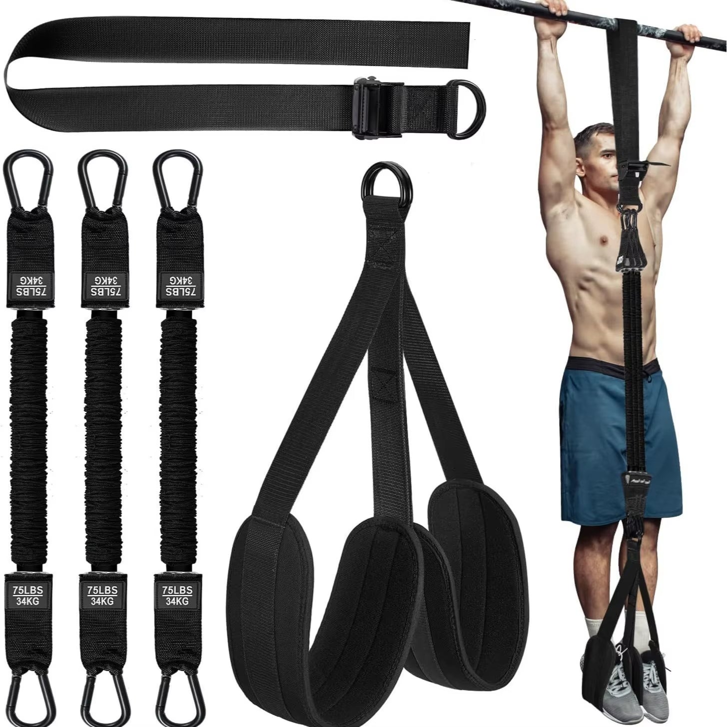 elastique musculation bande assistance a la traction noir