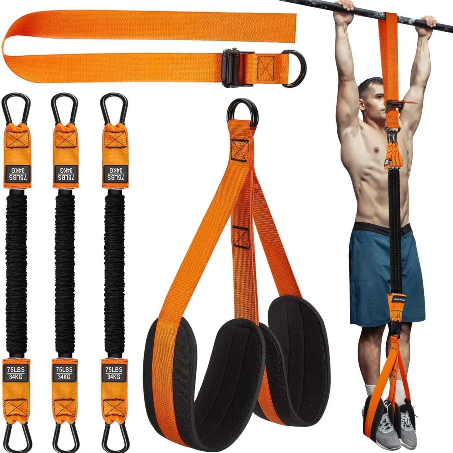 elastique musculation bande assistance a la traction orange