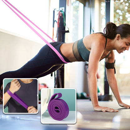 femme travaille equilibre et force avec elastique musculation