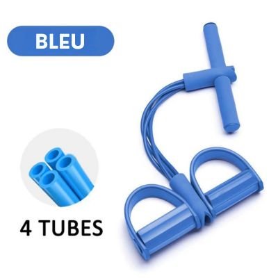 elastique sport corde de tension 4 tubes accessoire musculation multifonction bleu