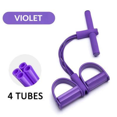 elastique sport corde de tension 4 tubes accessoire musculation multifonction violet