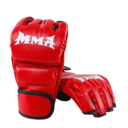 gants de boxe demi doigt MMA fitness boxing cardio boxing Unisexe Rouge