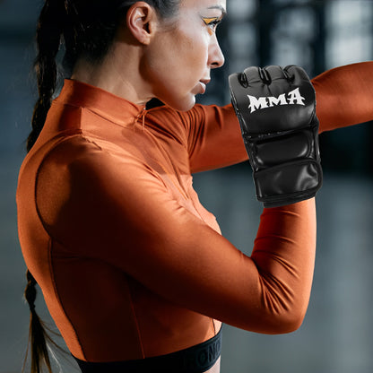 gants de boxe demi doigt fitness boxing femme contre attaque 
