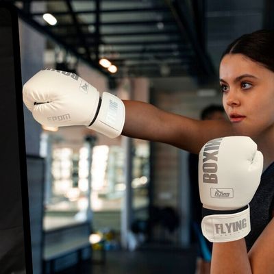 Gants de boxe unisexe - entraînement, sac de sable, MMA, fitboxing, Kickboxing | FIVING Strong™ - Blanc - Fitness à loisir