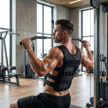gilet lesté ajustable 6 à 15 kg - Homme tirage vertical musculation dos  