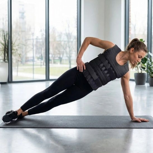 gilet lesté 6 à 15 kg ajustable - Femme exercices de gainage 