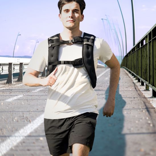 gilet leste avec bordures reflechissantes joggeur court sur pont
