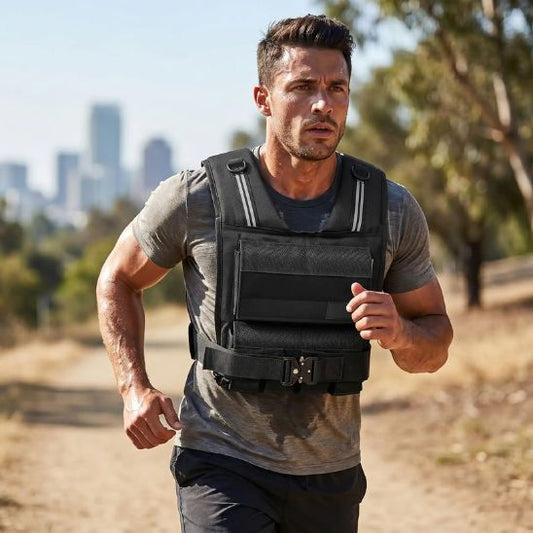 gilet lesté réglable 15 kg homme en course à pied en extérieur