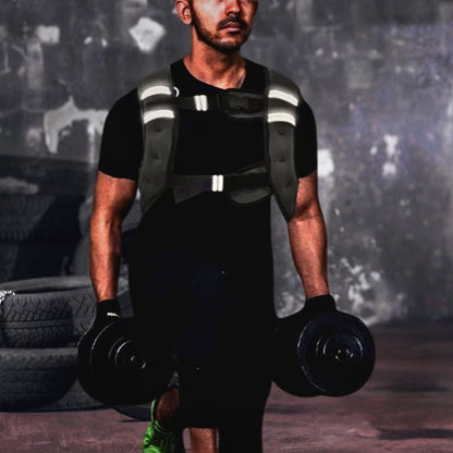 gilet leste respirant porte par homme entrainement avec poids salle de sport