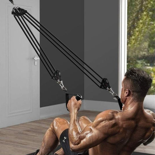 homme tracte elastique musculation ancrage porte