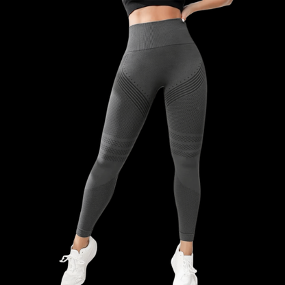 Legging 3D anti cellulite gris renforts ciblés cuisses vue de face