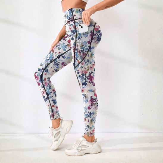 legging de sport imprimé floral avec poches 