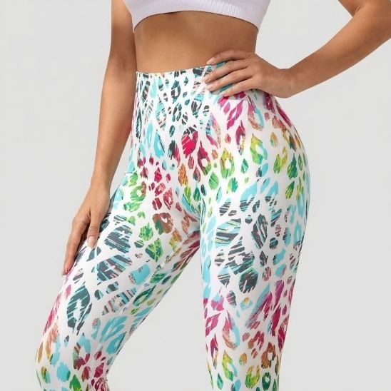 legging de sport imprimé taille haute - vue de côté