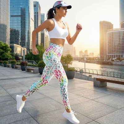 legging de sport imprimé taille haute - vue de profil  - femme running