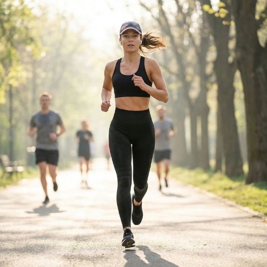 legging sport femme sculptant - Femme course à pied dans parc 