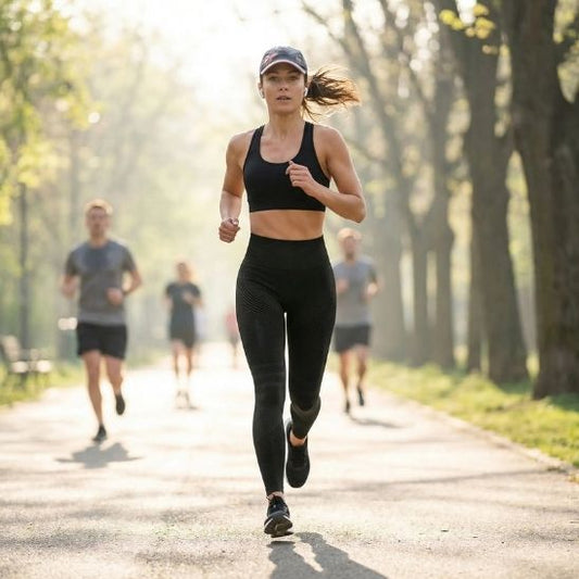 legging sport femme sculptant - Femme course à pied dans parc 