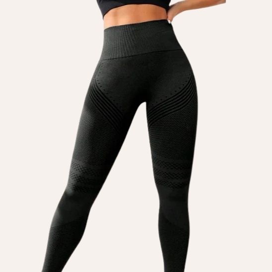 Legging sport femme sculptant taille haute Noir 