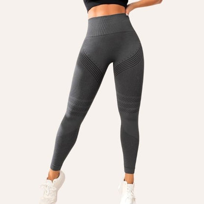 Legging sport femme sculptant taille haute Gris
