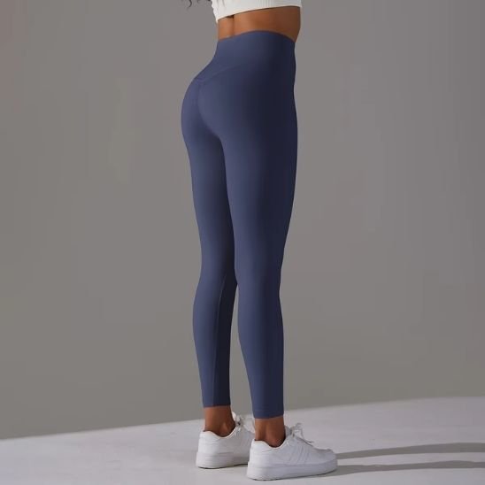 Legging sport indigo respirant taille haute sculptant gainant opaque seamless longueur 7/8 pour femme 