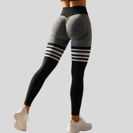 legging taille haute push up seamless noir et gris