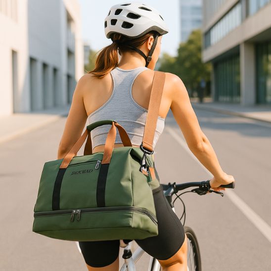 sac de sport femme vert sapin en bandoulière femme à velo