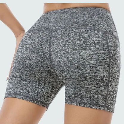 Short de sport femme gris chiné court avec poche