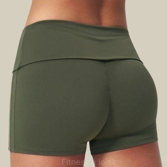 short de sport femme taille haute vert - vue dos du short 