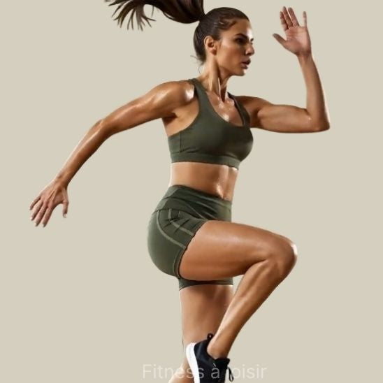 short de sport femme - sportive en course, ensemble vert mousse