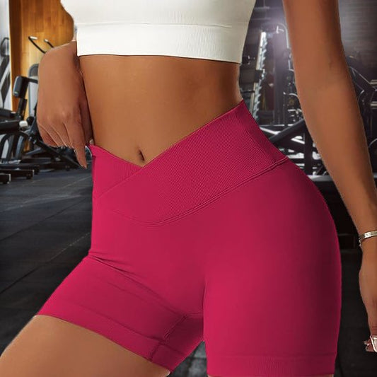 Short femme de sport fuchsia respirant - coupe mi-cuisse