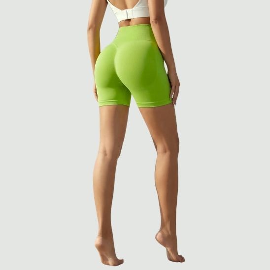 Short fitness femme vert taille haute - vue de profil