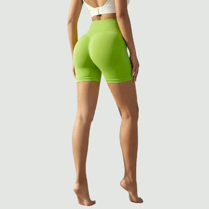 Short fitness femme vert taille haute - vue de profil