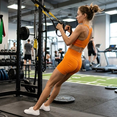 Short sport femme orange - musculation en salle